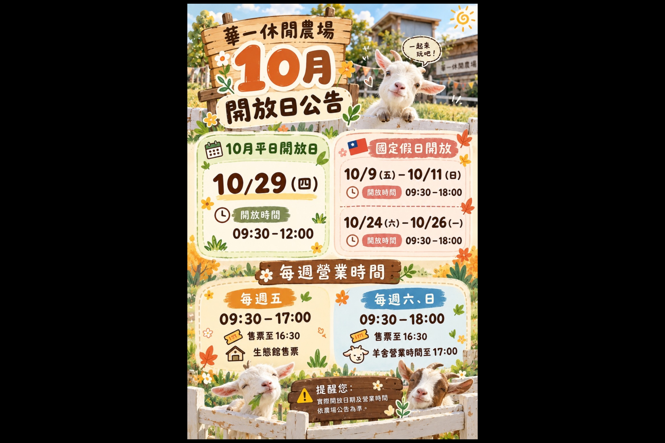 2026年10月平常日開放日 